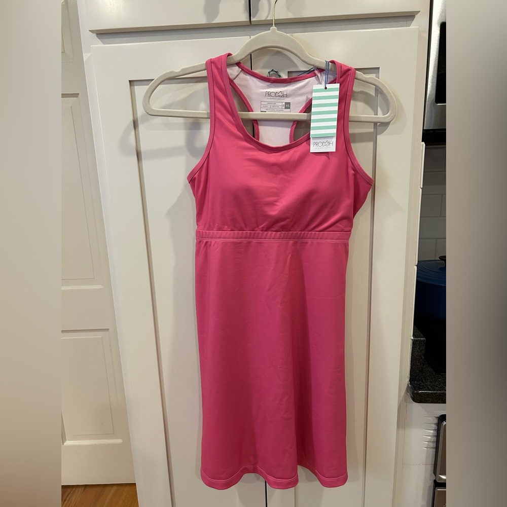 Pink swim dress with matching bottoms
